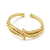 Rack Plating Brass Leaf Open Cuff Rings for Women RJEW-C081-06G-2