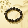 Natural Lava Rock Stretch Bracelet with Crystal Rhinestone Beads BJEW-JB08191-01-2