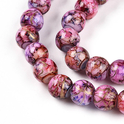 Baking Paint Glass Beads Strands DGLA-N003-8mm-B03-1