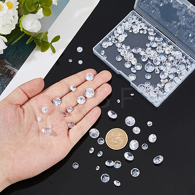 160Pcs 8 Styles Cubic Zirconia Pointed Back Pendants ZIRC-FH0001-52-1