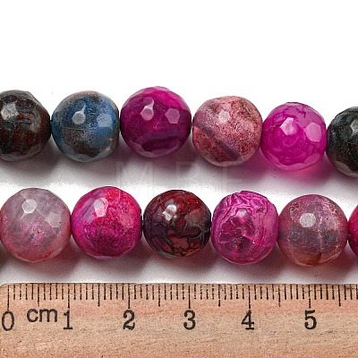 Faceted Natural Dragon Veins Agate Beads Strands G-F447-12mm-I05-1