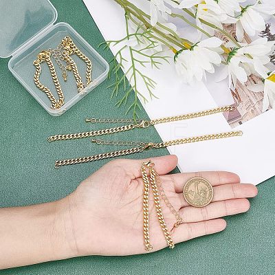  8Pcs Two Tone Handmade Brass Curb Chain Bracelet Makings KK-NB0002-63-1