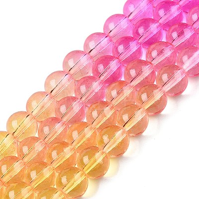 Baking Painted Transparent Glass Beads X-DGLA-M001-8mm-05-1