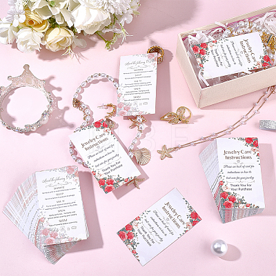 240Pcs Floral Print Paper Care Instructions Cards AJEW-FG0005-62A-1