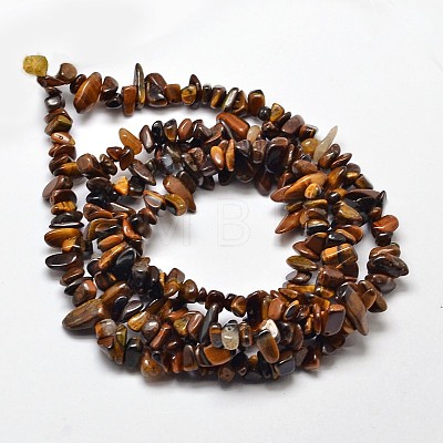 Natural Yellow Tiger Eye Chip Bead Strands G-L444-01-1