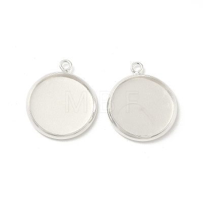 Flat Round Brass Pendant Cabochon Settings KK-K414-14F-S-1