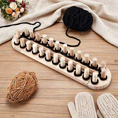 Wood Chunky Knitting Loom for Blanket Making AJEW-WH0880-31A-1