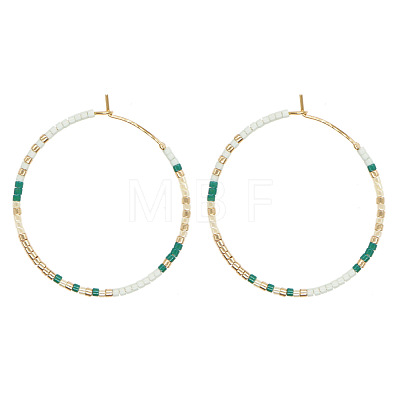 Handmade Glass Seed Beads Hoop Earrings LS-HQ0649-3-1