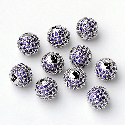 Brass Cubic Zirconia Beads X-ZIRC-D009-01P-1