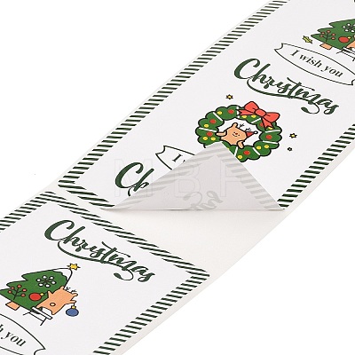 50Pcs Christmas Square with Word Merry Christmas Roll Stickers DIY-M070-03D-1