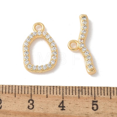 Brass Pave Clear Cubic Zirconia Toggle Clasps KK-U052-09G-1