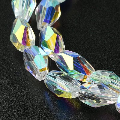 Transparent Electroplate Glass Beads Strands GLAA-K064-03B-AB01-1