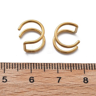 304 Stainless Steel 2 Line Hoop Clip on Nose Rings AJEW-A062-07G-1