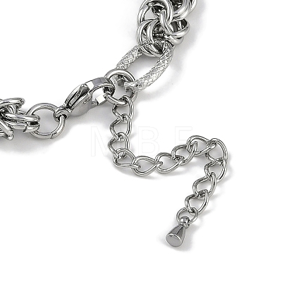 Anti-Tarnish 304 Stainless Steel Oval Ring Link Chain Anklets AJEW-A057-07P-1