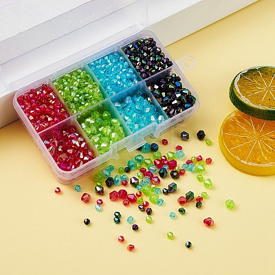 8 Style Bicone AB Color Plated Eco-Friendly Transparent Acrylic Beads TACR-YW0001-37B-1