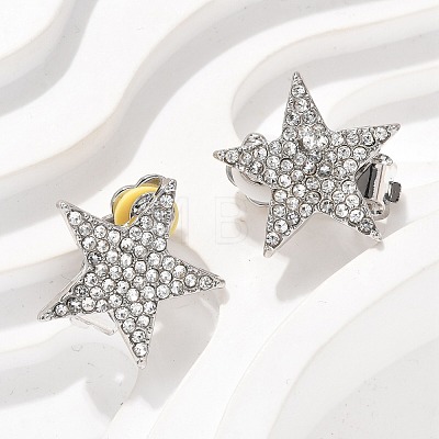 Star Brass Micro Pave Clear Cubic Zirconia Clip-on Earrings EJEW-U049-01P-1