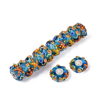 3D Lampwork & Brass Core European Beads LAMP-Q042-01A-1