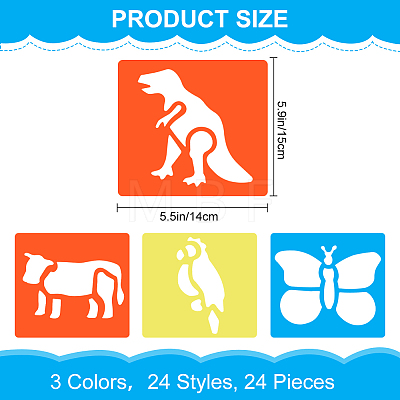 CRASPIRE 4 Sets 4 Styles Animal Theme PP Plastic Hollow Out Drawing Painting Stencils Templates DIY-CP0010-52A-1