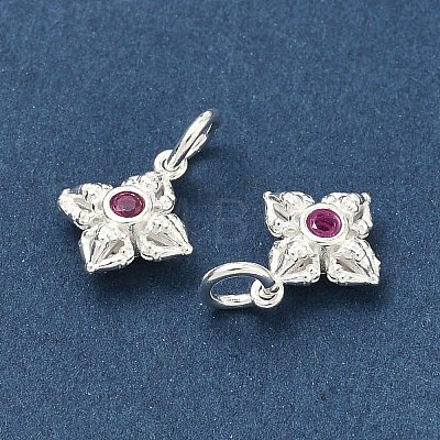 Buddhist 925 Sterling Silver with Glass Cross Dorje Vajra Charms STER-A050-07S-1