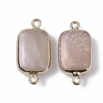 Edge Golden Plated Natural Pink Aventurine Links connectors G-S359-034I-1