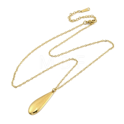 304 Stainless Steel Teardrop Pendant Cable Chain Necklaces for Women NJEW-A038-01G-1