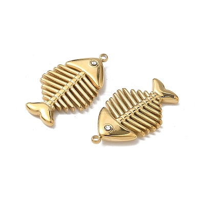 304 Stainless Steel Rhinestone Pendants Ion Plating(IP) STAS-V015-02G-1