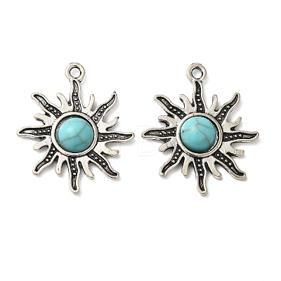 Tibetan Style Alloy Pave Imitation Turquoise Pendants X-FIND-NH0001-01AS-1