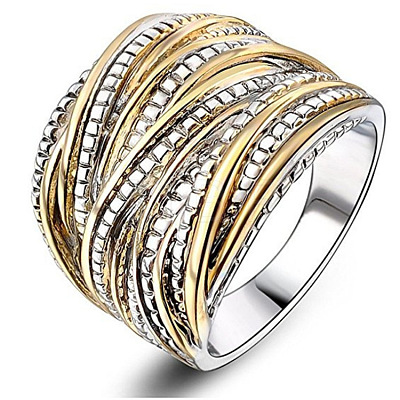 Criss Cross Alloy Crystal Rhinestone Wide Finger Rings FS-WGCE8BA-04-1