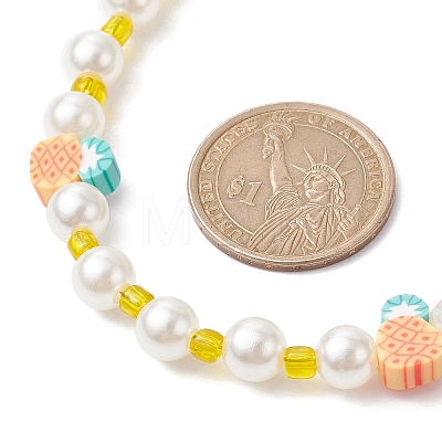 Fruit Polymer Clay & Glass Seed & Acrylic Pearl Beaded Necklace NJEW-JN04582-03-1