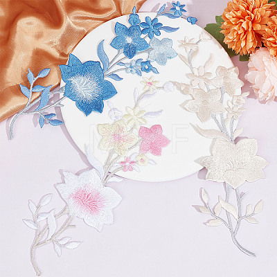 Gorgecraft 6Pcs 3 Colors Plum Blossom Computerized Embroidery Cloth Iron On Patches PATC-GF0001-04-1