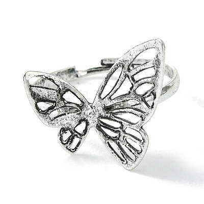 Hollow Butterfly Alloy Adjustable Rings for Women RJEW-K275-50AB-1