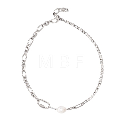 304 Stainless Steel Figaro Chain and Paperclip Chain Necklaces NJEW-JN05834-1