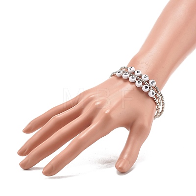 Love Heart Beads Stretch Bracelets Set for Teen Girl Women BJEW-JB06999-1