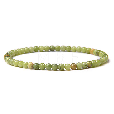 4mm Round Natural Jade Beads Bracelet for Men X-KG3069-28-1