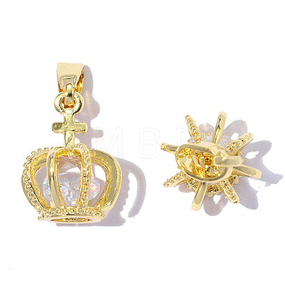 Brass Pave Clear Cubic Zirconia Pendants CU-OY001-10G-1