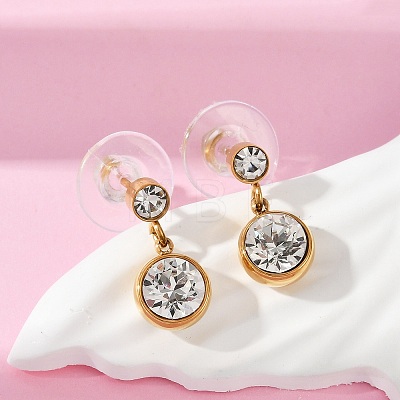 304 Stainless Steel Rhinestone Dangle Stud Earrings EJEW-G423-17G-01-1