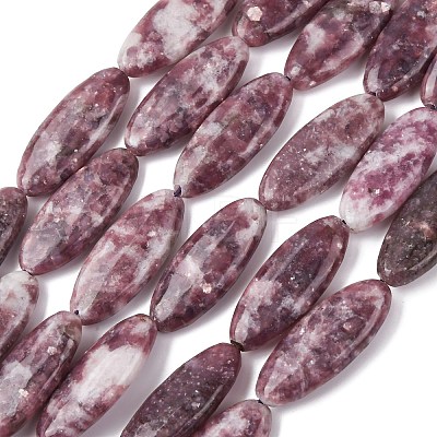 Natural Lepidolite/Purple Mica Stone Beads Strands G-F808-A01-01A-1