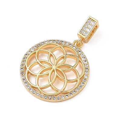 Brass Micro Pave Clear Cubic Zirconia Pendants LS-KK-F939-04B-G-1