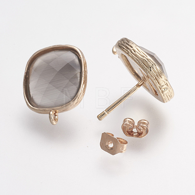 Brass Micro Pave Cubic Zirconia Stud Earring Findings ZIRC-G123-02C-B-1