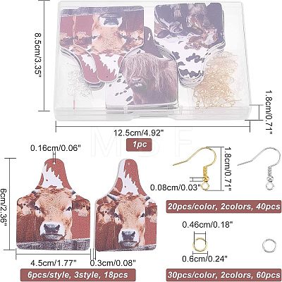 Olycraft DIY Rectangle with Cattle Drop Earrings Making Kit DIY-OC0008-32-1