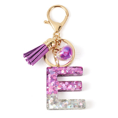 Alloy Resin Heart Keychains KEYC-TADJ0002-01G-E-1