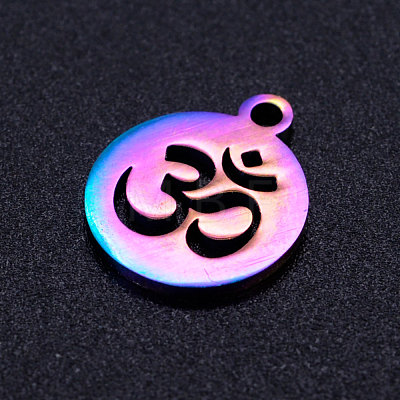 Chakra Theme Ion Plating(IP) 201 Stainless Steel Charms STAS-Q201-JN179-1
