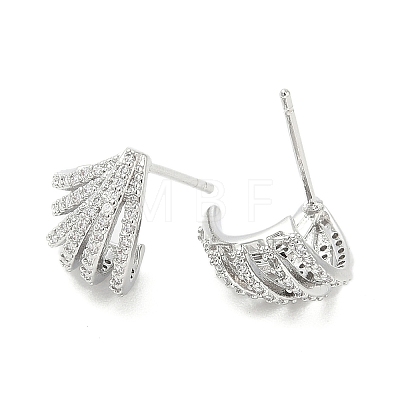 Rack Plating Brass Micro Pave Clear Cubic Zirconia Stud Earrings for Women EJEW-M260-19P-1