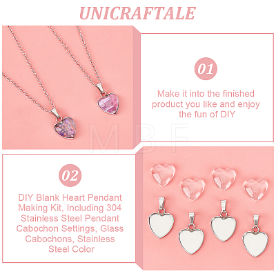 Unicraftale DIY Blank Heart Pendant Making Kit DIY-UN0005-51-1