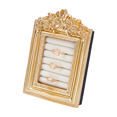 Photo Frame Resin Ring Display Stands ODIS-WH0086-204-1