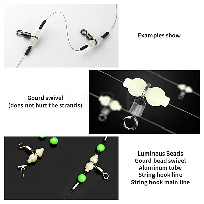 100Pcs 2 Styles Luminous 304 Stainless Steel Fishing Rolling Swivels FIND-FH0001-83-1