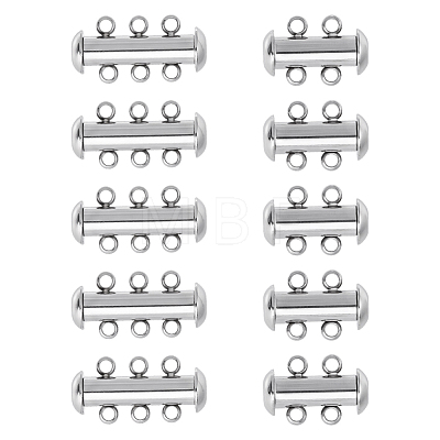 10 Sets 2 Styles 304 Stainless Steel Slide Lock Clasps STAS-ME0003-55-1