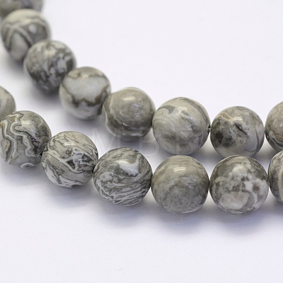 Natural Map Stone/Picasso Stone/Picasso Jasper Beads Strands G-G697-F03-8mm-1