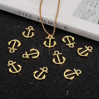 Anchor Brass Pendants ZIRC-F022-64G-1