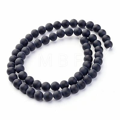 Grade A Natural Black Agate Beads Strands G447-3-1